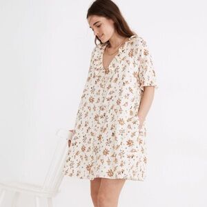 Madewell Cream Floral Mini Dress